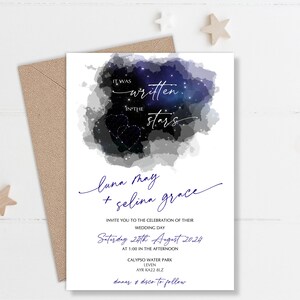 Celestial wedding invitation, Mystical wedding invitations, starry sky wedding invite, Star wedding, dreamy wedding