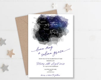 Celestial wedding invitation, Mystical wedding invitations, starry sky wedding invite, Star wedding, dreamy wedding