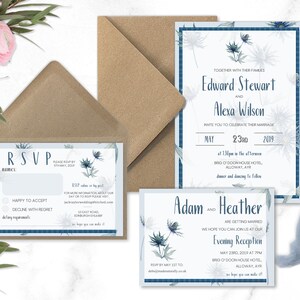 Scottish wedding invitations Blue Thistles and tartan Scottish wedding, Scottish wedding ideas, blue tartan wedding