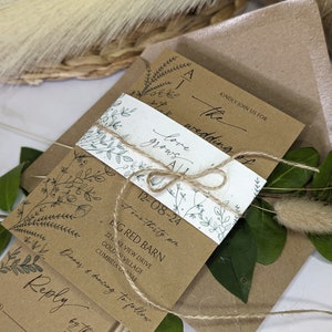 Greenery plantable wedding invitations, seed paper wedding invitation, eco friendly wedding, sage green wedding, emerald green wedding