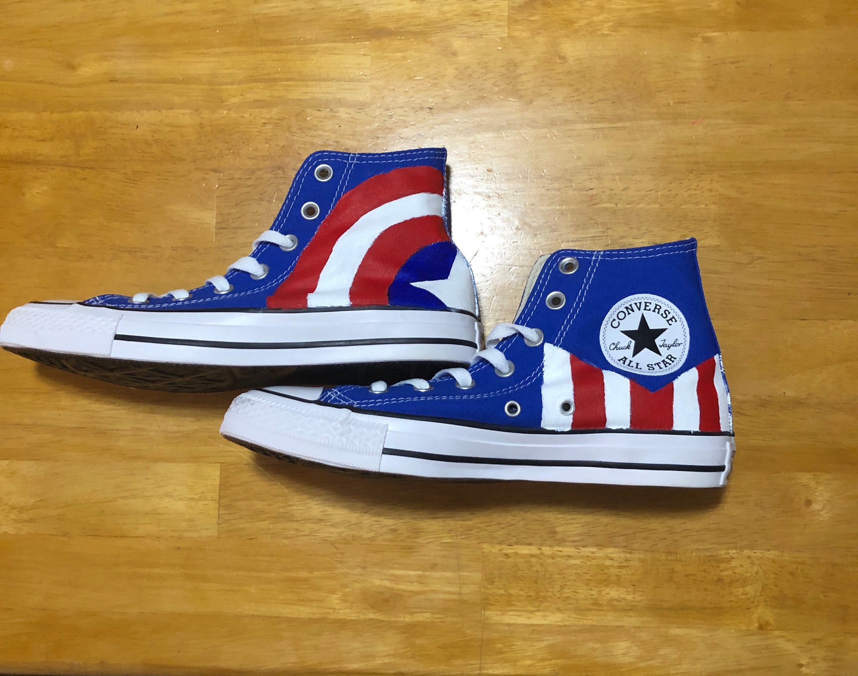 rijm dood gaan behandeling Hand Painted Captain America Converse Option 2 - Etsy Hong Kong