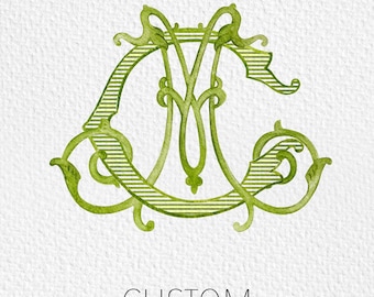 Vintage Monogram, Custom Monogram, Gift for Couple, Custom Monogram Initial Letters, Monogram for Crest Design, Wedding Monogram