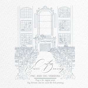 Custom Wedding Venue, Custom Venue Sketch, Hand-drawn Wedding venue, House Portrait, Printable Sketch