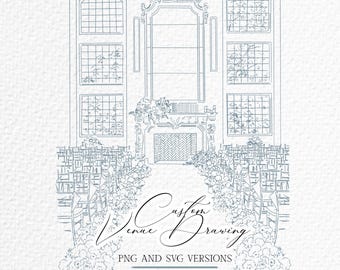 Custom Wedding Venue, Custom Venue Sketch, Hand-drawn Wedding venue, House Portrait, Printable Sketch