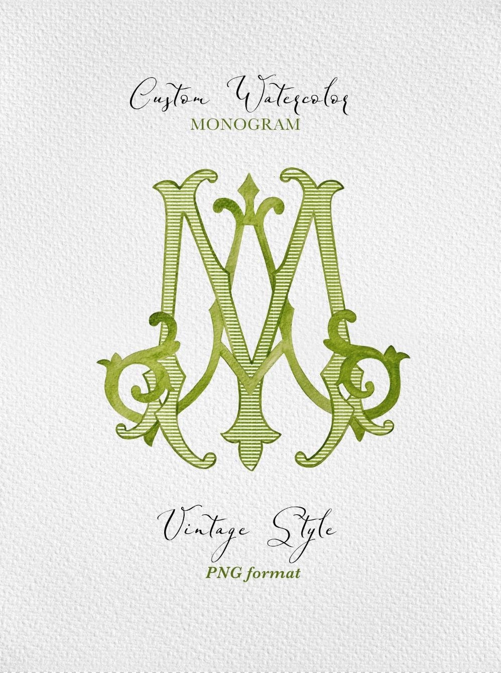 Vintage Monogram, Custom Monogram, Gift for Couple, Custom Monogram Initial Letters, Monogram for Crest Design, Wedding Monogram