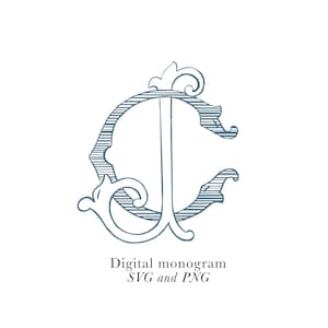 Digital Wedding Monogram, Custom Monogram Illustration, Two Initial monogram, Vintage Monogram
