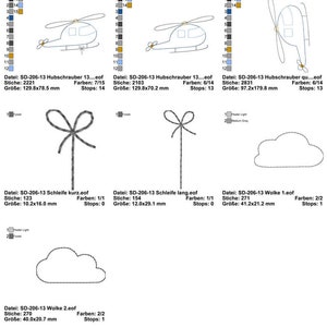 Hubschrauber 13x18 mit Wolken Stickdatei Bild 5