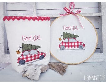 Auto 10x10 "God Jul" - Stickdatei