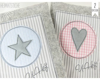 Doodle Circle 7 cm Heart & Star-embroidery file