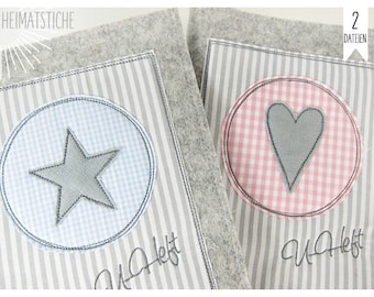 Doodle Kreis 7cm Herz & Stern - Stickdatei