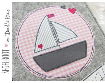 Sailboat 16x26 Heart Doodle Circle Application-embroidery file