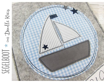 Sailboat 16x26 Star Doodle Circle Application-embroidery file