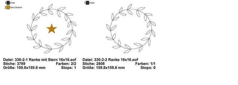 Rank with star 16 cm in set of 2 embroidery file image 2