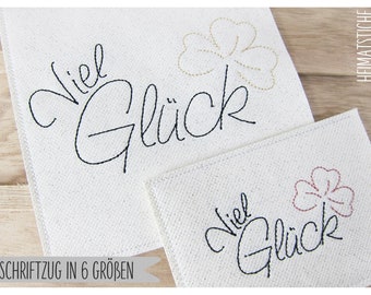 lettering "Good luck" in 6 sizes-embroidery file