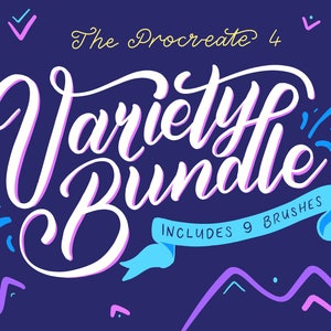 Procreate 4 Variety Brush Bundle - iPad lettering brushes for Procreate | iPad Pro | Typography | Calligraphy | Brush Lettering
