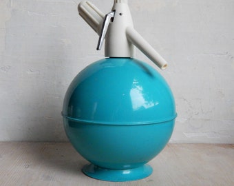 Round siphon for water gassing, siphon since the USSR, Soviet vintage, kitchen decor, blue siphon, housewarming gift,Christmas present,disco