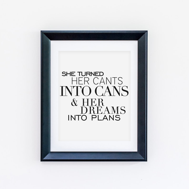 Success Motivational Print Print Wall Art Now Art Prints Download Cants Into Cans Printable Instant Print Wall Art Wall Decor