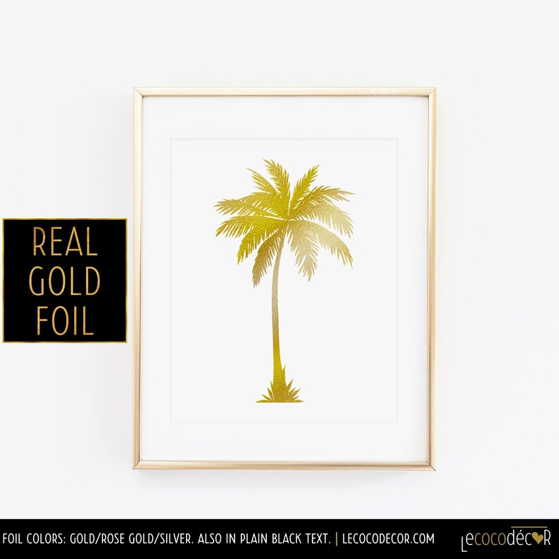 Palm Tree Wall Print Gold Palm Tree Art Foil Palm Tree Etsy