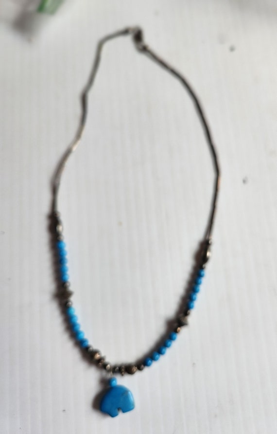 Native American Style Turquoise Beaded Necklace - image 2