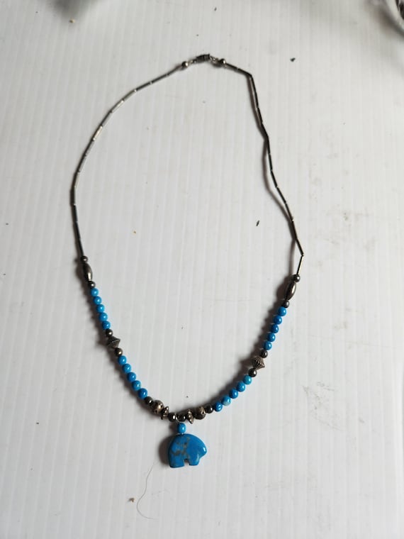 Native American Style Turquoise Beaded Necklace - image 1