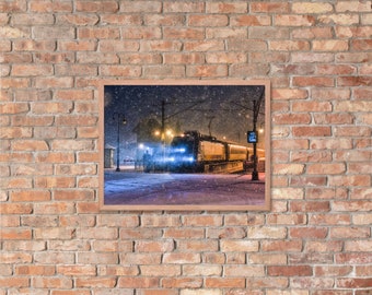 Red Bank , NJ Winter Scene Framed photo paper poster