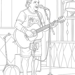 Jimmy Buffettcoloring page from orinal photo