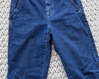 Vintage Y2K Dark Wash abgeschnitten Tapered Jeans Barrel Style Größe 6 Small