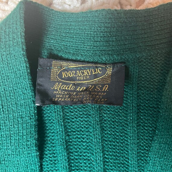Vintage 90s Emerald Green Knit Cardigan Size Medi… - image 3