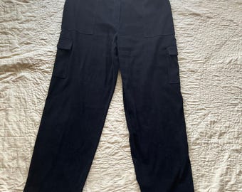 Vintage Y2K Black Wide Leg Cargo Pants Size Large