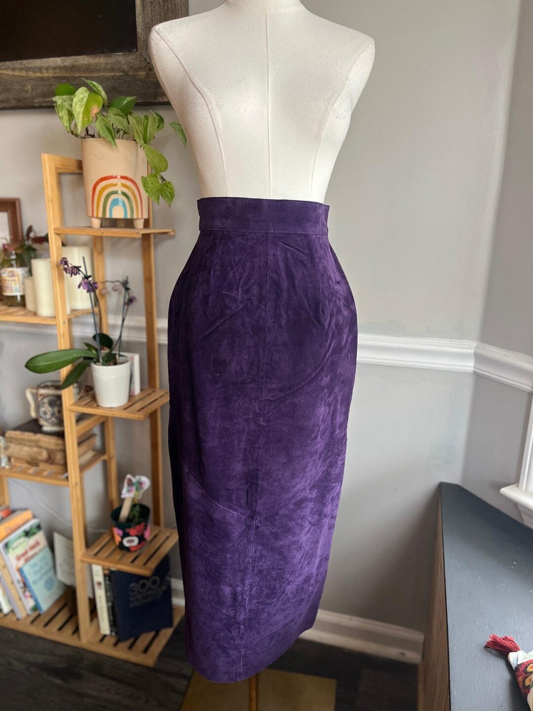 Vintage 90s Purple Suede Maxi Skirt Pencil Slim Size XS - Etsy