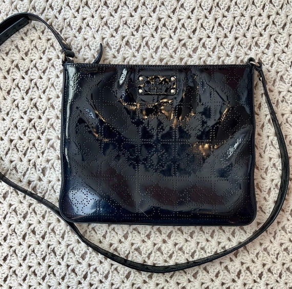 Vintage Kate Spade NY Black Patent Leather Cross … - image 2