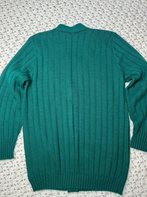 Vintage 90s Emerald Green Knit Cardigan Size Medi… - image 2