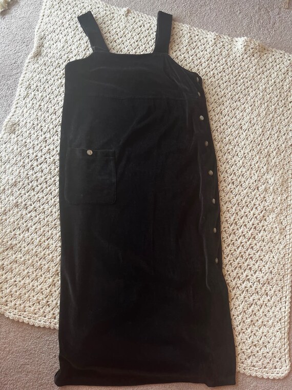 Vintage 90s Black Velvet Jumper Maxi Dress Size M… - image 2