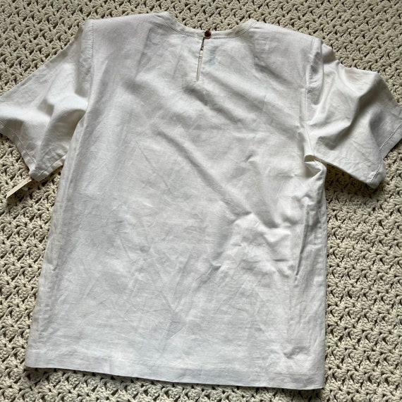 Vintage Deadstock 70s White Linen Cotton Minimal … - image 2