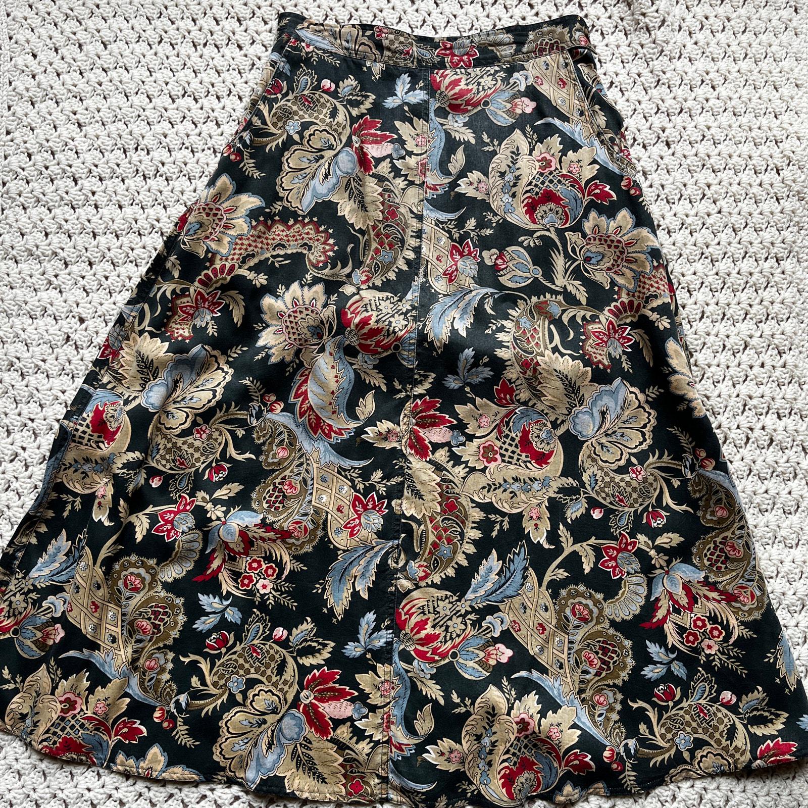 Vintage 90s Paisley Floral Maxi Skirt Size Medium