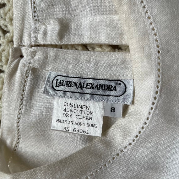 Vintage Deadstock 70s White Linen Cotton Minimal … - image 4