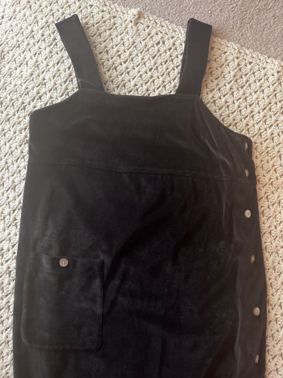 Vintage 90s Black Velvet Jumper Maxi Dress Size M… - image 1