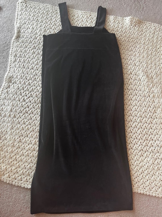 Vintage 90s Black Velvet Jumper Maxi Dress Size M… - image 3