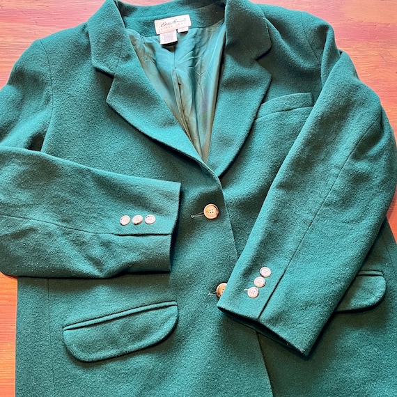 Vintage Eddie Bauer Emerald Green Wool Blazer Size