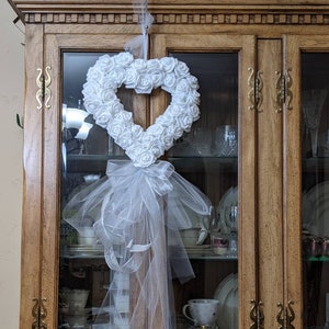 White Rose Heart Wreath: Bridal Shower Decor, Wedding Keepsake