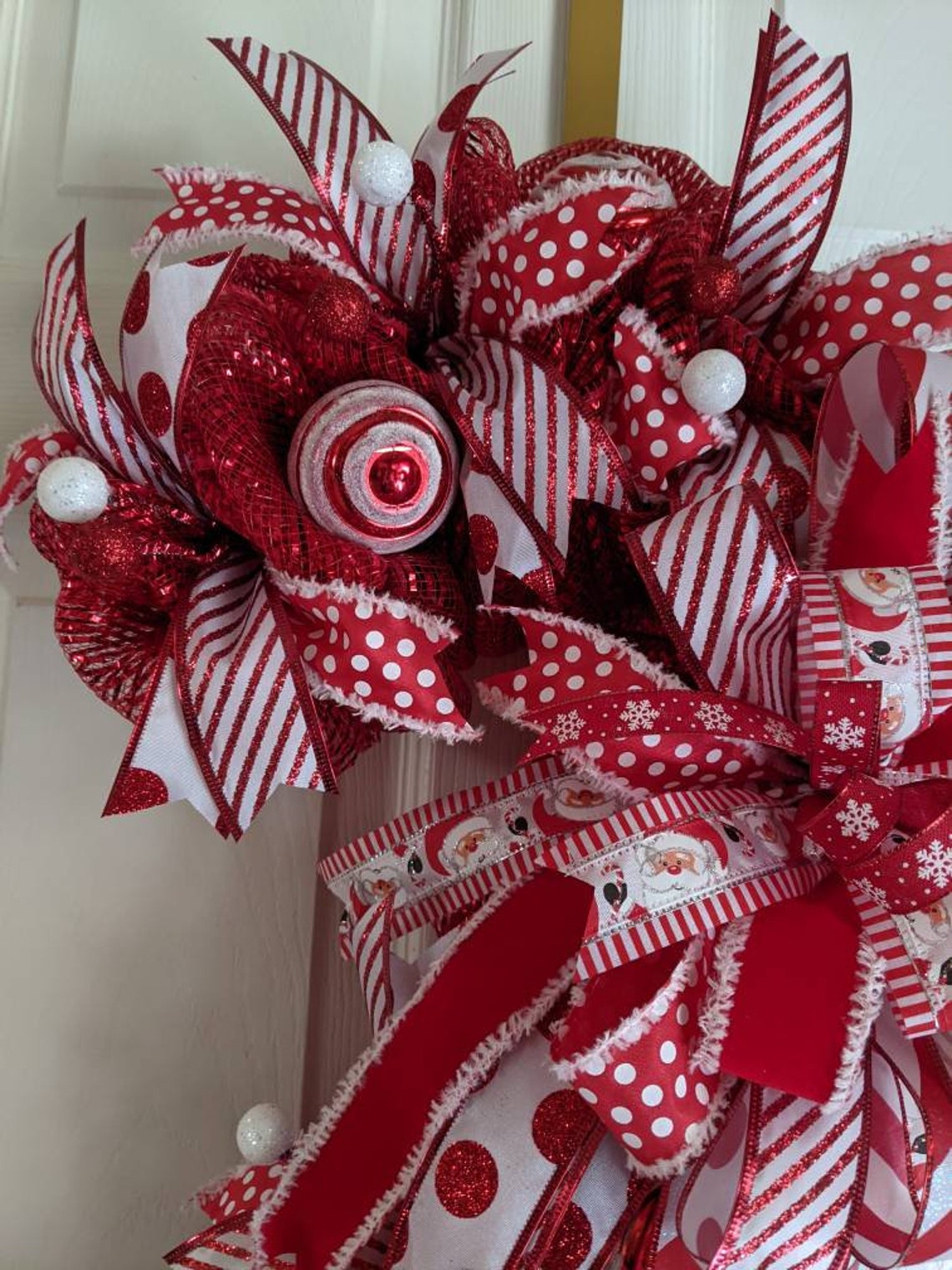 Christmas Candy Cane Candy Cane Wreath Candy Cane Decor Etsy