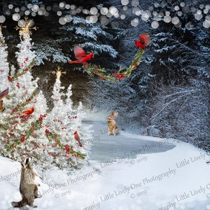 Winter background * Snow background * Christmas background * Christmas tree background * woodland background * woodland creatures * animals