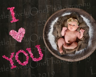 Digital background * valentine's day background * baby background * wood floor * I Love You * Valentine's backdrop * newborn background *