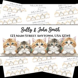 Cat Personalized Return Address Labels | Kitten Address Labels | Custom Return Address Labels | Cat Address Labels | Kitty Address Label