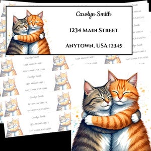 Etichette personalizzate per indirizzo di ritorno a forma di gatto / Etichette per gatti coccolosi / Etichette personalizzate per indirizzo di ritorno / Etichette per libri / Questo libro appartiene a /