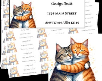 Cat Personalized Return Address Labels | Cuddly Cat Labels | Custom Return Address Labels | Book Labels | This Book Belongs To |