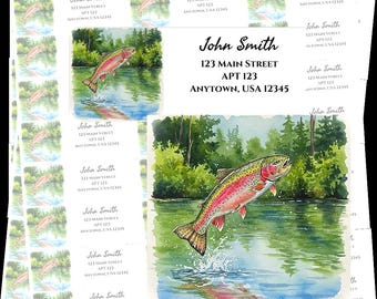 Trout Return Address Labels | Fisherman Address Labels | Fishing Address Labels | Lake Address Label