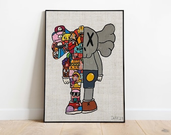 Kaws doodle fait à la main, affiche imprimable. 30x40cm