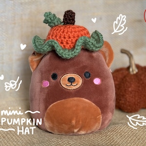 Mini Pumpkin Crocheted Hat | Halloween, Fall Bucket Hat for Squishmallows, Pets, Dolls, Plushies, etc.