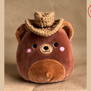 Mini Cowboy Crocheted Hat | Cute Bucket Hat for Squishmallows, Pets, Dolls, Plushies, etc.